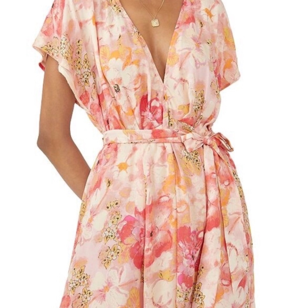 NWT Free People Pink Floral Dress (missing belt)